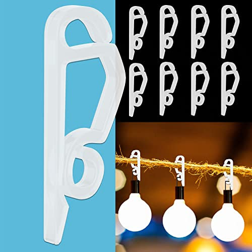 ZORRA 110pcs Weatherproof Gutter Hooks for Outdoor Lights - Christmas and Halloween String Light Clips - Plastic Xmas Decorating Accessories
