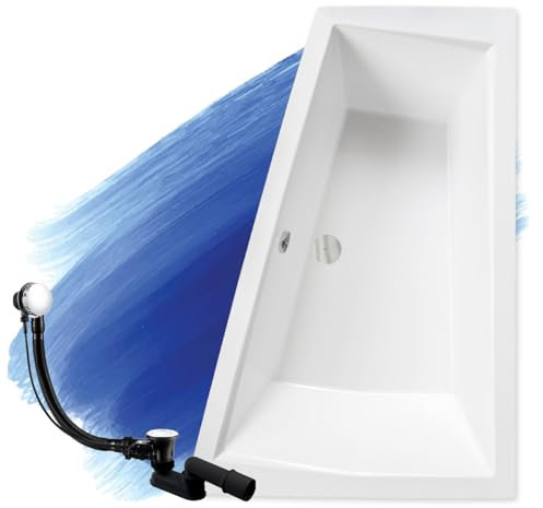 BADLAND Eckbadewanne Badewanne für zwei Personen Intima Größe: 170-180 x 125 cm Links Rechts mit Ablaufgarnitur und Füßen mit/ohne Kopfstützen ohne Verkleidung (180x125 RECHTS ohne Kopfstützen)