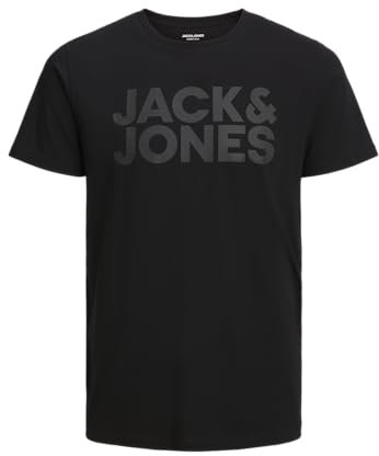 JACK & JONES JJECORP LOGO TEE SS O-NECK NOOS, T-Shirt, Uomo, Nero (Black Fit: Slim/Large Print/Black), L