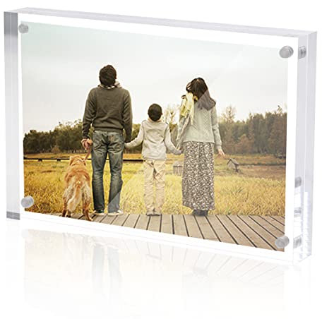 Sezanrpt Acryl 10x15cm Bilderrahmen, Klare Fotoanzeige Magnetischer Fotorahmen 10x15cm, Doppelseitige Rahmenlose Schreibtisch Bilderrahmen für Büro