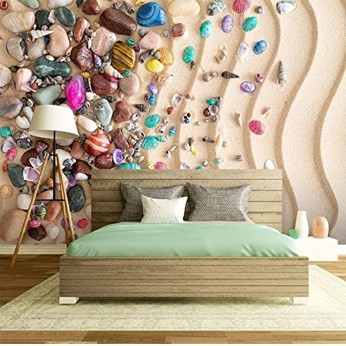 XTSWallpaper Arenas Conchas Paisajes 300X200Cm Pvc Autoadhesivo Impermeable Papel Tapiz 3D Fotomural 3D Mural De Personalizar Vinilo Sala De Estar Mural De Arte De Etiqueta De La Pared