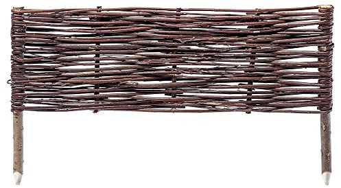 KADAX Willow Fence Panel, Natural Wicker Palisade for Garden Fencing and Lawn Edging, Decorative Hurdle for Flowerbed (60 x 20 cm)