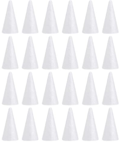 Happyyami 24pcs Styroporplatten Weihnachtsschaumkegel Für DIY-Kunst Weißer Styroporkegel Weihnachtsbaumhandwerk Tischdekoration 10 cm
