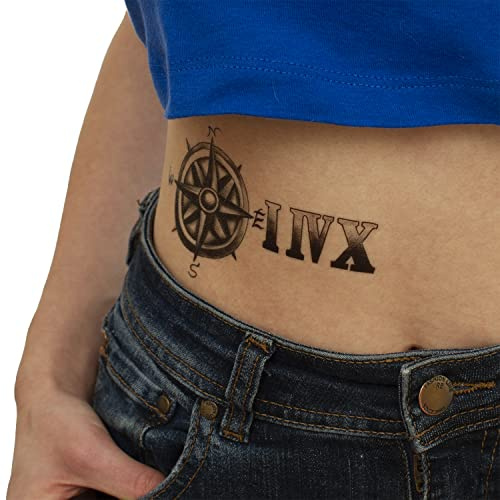 2 x XL Kompass Tattoo - Zwei Motive in schwarz - Temporary Body Tattoo - XQB272 (2)