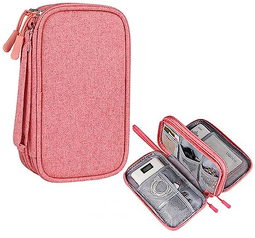 Electronics Travel Organizer, Portable Cable Organiser Bag Waterproof Double Layers Travel Cable Organiser for Mouse,USB Cable, Charger