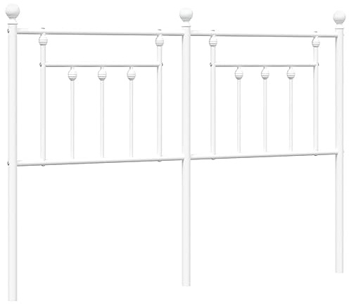 vidaXL Ersatz-Kopfteil, Bettkopfteil aus Stahl Metallkonstruktion, Betthaupt für Bett Metallbett Bettgestell, Bettzubehör Schlafzimmer, Metall Weiß 140cm