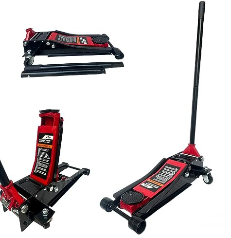 Crick Sollevatore Auto Martinetto Idraulico 4 Tonnellate Cric 4 Ton Professionale per Auto Assetto Basso Ribassato e ruote bidirezionali a cuscinetto per veicoli, auto alzata doppio pistone