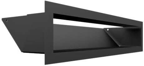 KRATKI Lüftungsgitter Warmluftgitter LUFT 9 x 40 cm schwarz Kamingitter | 45° Luftauslass, für Kaminbelüftung. Für Warmluftverteilung