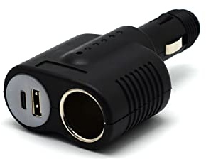 Cliff Top Cigarette Lighter Adapter for Cars, 12V Car Charger Splitter with USB C PD, Car Cigarette Lighter Splitter Plug, Double 12V Car Adapter with Socket for GPS Dash Cam Phone