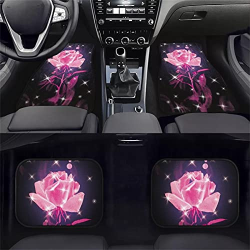 Bling Rose Print - Tapetes de piso de automóvil para mujer, 4 piezas, ajuste universal, antideslizantes, para SUV, sedán, furgoneta, camionetas