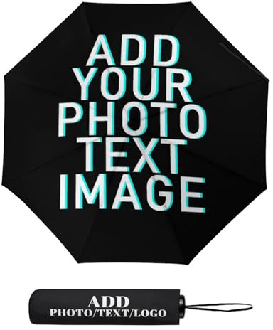 LLLGSH Personalisierte Regenschirme, Personalisierter Foto Regenschirm, Schützt vor Regen und Sonne Reiseschirm mit Foto Text, Folding Portable Windproof Umbrella, UV-Schutz, Auf-Zu-Automatik
