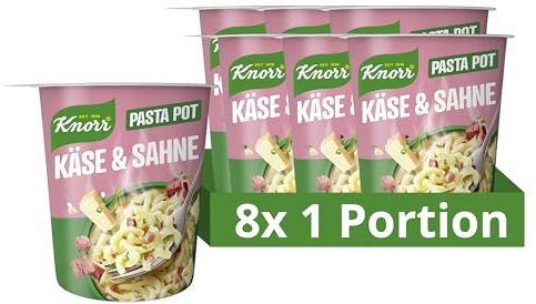 Knorr Pasta Snack Pot Käse & Sahne leckere kleine Mahlzeit fertig in nur 5 Minuten 8x 63 g