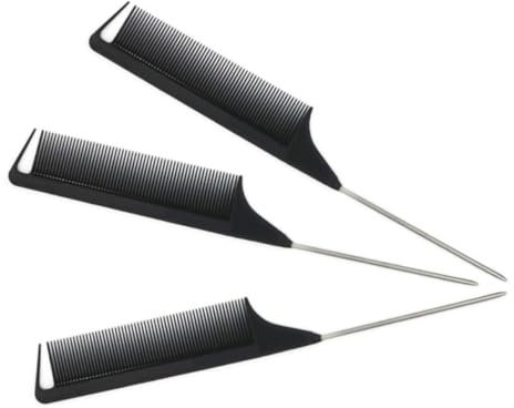 Friseurkämme Satz aus Kunststoff und Edelstahl Schwarz für Haarstyling