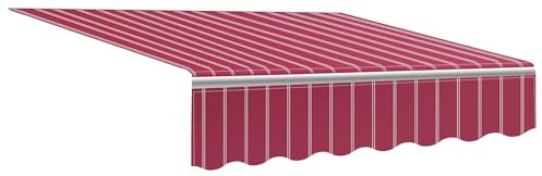 SCBTGKLN Markisen, 3.5X3m, Ersatzstoff for Klemmmarkise 300cm Breit, ohne Rahmen, rote Nadelstreifen, 100% Polyester, Sonnenschutz, Wasserdicht, Langlebig, Blockiert UV-Strahlen(3.5x3=11.5x9.8ft)