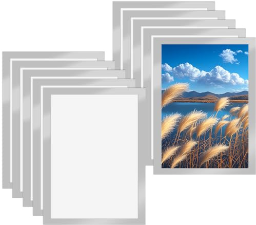 EMNIMQ 10 Magnetrahmen A4 mit Magnetverschluss - Selbstklebender Info-Rahmen für Diamond Painting, aufklappbarer Bilderrahmen für Wanddekoration