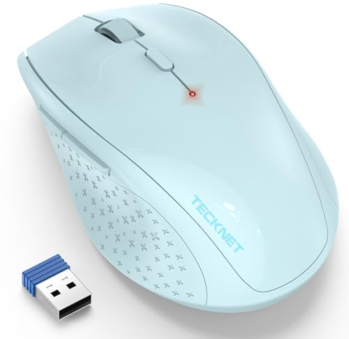 TECKNET Kabellose Maus, 4800 DPI 2.4G Funkmaus mit USB Empfänger, 30 Monate Batterielaufzeit, Optical Tracking, Wireless Maus mit 6 Tasten für PC Laptop Windows Mac MacBook Linux