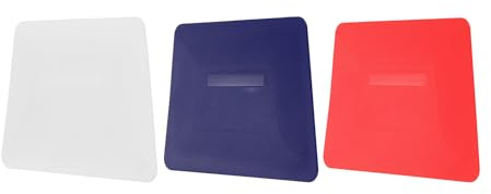 sourcing map 3pcs Vinyl Squeegee, Vinyl Wrap Decal Squeegee Tool, 4-Inch Car Vinyl Film Scraper Plastic Squeegee for Car Wrap, Sign Making, Window, White+Red+Blue, Trapezoidal