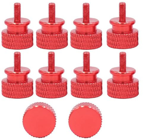 HondoKet 10 unids/lote UNC6-32 M3.5 Tornillos de mano de cabeza redonda para soporte de GPU, fuente de alimentación, carcasa de ordenador, tornillos de pared lateral, PC y refrigeración por agua, rojo