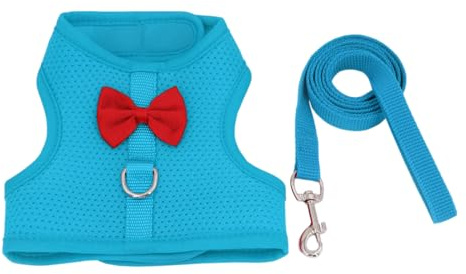 Harnais Laisse Lapin Réglable, Gilet Marche Lapin en Maille Respirante, Gilet Nœud Papillon Formel pour Lapin Chaton Cochon d'Inde Chinchillas