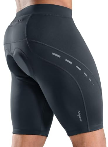 Nepest Cycling Shorts Mens with 4D Padded, Moisture Wicking | Padded Cycling Shorts for Men, 4-Way Stretch, Breathable & Lightweight, Silicone Leg Grippers, Biking, Road Riding, Bicycle