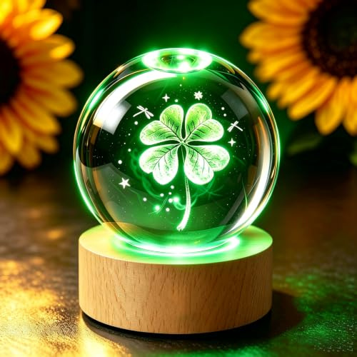 Geburtstagsgeschenk für Frauen,Glücksbringer,Kristallkugel mit Holzsockel,Kristallkugel Nachtlicht,Deko Wohnzimmer Geburtstagsgeschenk,Personalisierte Geschenke