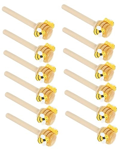 Cabilock 12pcs Bee Tiered Tray Decor, Wooden Honey Bee Decorative Sticks, Portable Brown Party Centrepiece for Spring Summer Farmhouse Kitchen Display