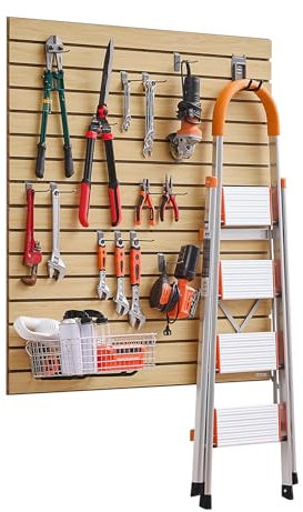 VEVOR Pannelli per Pareti a Doghe da 1220 x 1220 mm Parete a Doghe in MDF per Garage con Disegno Modulare, con Struttura di Accoppiamento e Taglio Fai da Te, Adatto per Stoccaggio e l'Esposizione