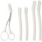 5 Piezas Cuchilla Cejas - Dermaplaning Facial - Cuchilla Facial Mujer - Perfilador de Cejas, 2 Mangos Largos, 2 Mangos Cortos y 1 Tijera de Cejas, Acero al Carbono, para Mujeres y Hombres