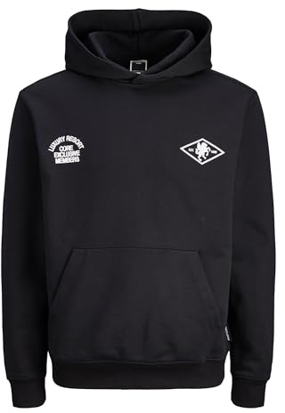 JACK & JONES Jcocrest Print Sweat Hood, Negro, M