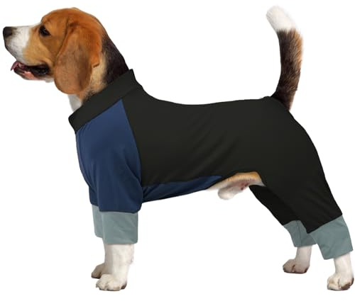Hunde Sommer Schutzkleidung – Leichter Hundebody mit Beinen, Schnell Trocknend, UV-Schutz, Atmungsaktiv, Schmutzschutz, Ideal für Outdoor & Spielplatz, Schwarz L