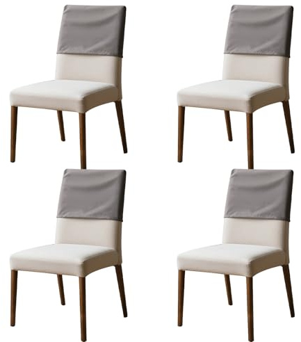4Pcs Dining Chair Back Covers Elastic Polyester Chair Back Protective Covers Dustproof Backrest Slipcover for Office Home Dining Room Kitchen Hotel(35×48cm,Gray)