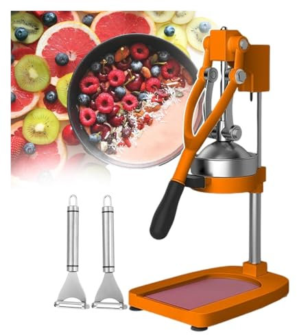 Exprimidor de Cítricos Profesional, Exprimidor comercial con base de hierro fundido y base con ventosa for zumo de limón, naranja, tomate y sandía.(Orange)