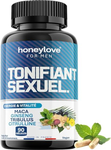 Honeylove Tonifiant Sexuel Homme | Énergie, Vitalité & Performance | 90 Gélules Vegan | Maca, Ginseng, Tribulus, Citrulline