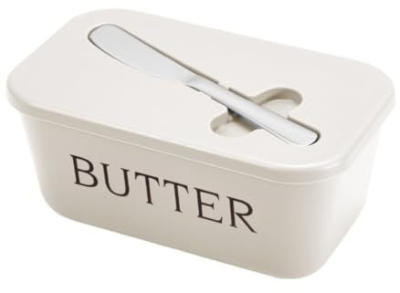 Mantequillera,Mantequera Recipiente de plástico multifuncional for mantequilla, rectangular, de gran capacidad, con tapa, for queso sellado, for encimera.(White)