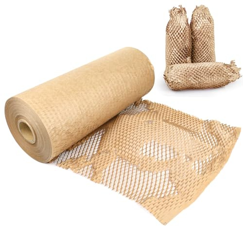 BOMEI PACK 30cmx100m Papel de embalaje de Nido de Abeja-Alternativa Sostenible al Papel de Burbujas para envolver regalos y artículos frágiles abeja 30cmx50m/100m Alternativa al papel burbuja