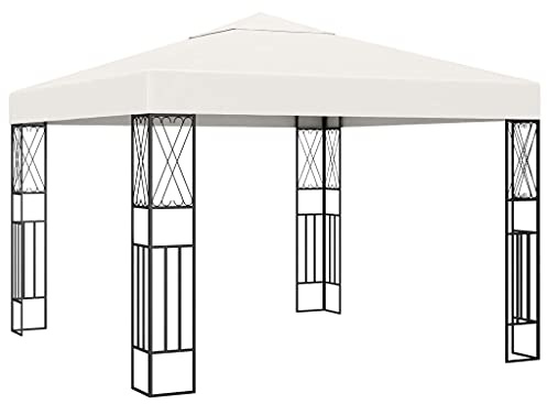 Qnhdfrt Gartenpavillon 3x3 m Creme Partyzelt mit Stahlrahmen und Polyesterdach Robuster Grillpavillon für Garten Camping und Outdoor-Events