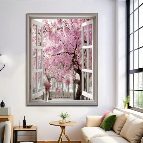 ALTCIRNMD Rosa Flores De Cerezo En El Parque Lienzo Laminas Decorativa De Interiores Arte Paisajes Naturales Pared Decoración Fotos Cartel Para Dormitorio Baño Cocina Galería Salón Sin Marco 80X120Cm