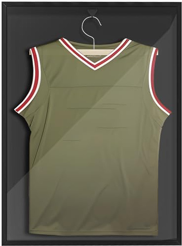 HOMCOM Trikotrahmen Aluminium 60x80 cm Objektrahmen mit UV-Schutz, Bilderrahmen für Fußball Basketball T Shirt Schwarz