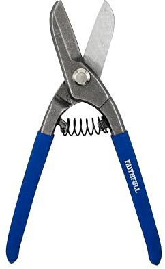 Faithfull Straight Tin Snips 200mm (8in) – Heavy-Duty Carbon Steel Aviation Shears with PVC Grip – Precision Sheet Metal Cutting Scissors for Steel, Copper & Stainless Steel