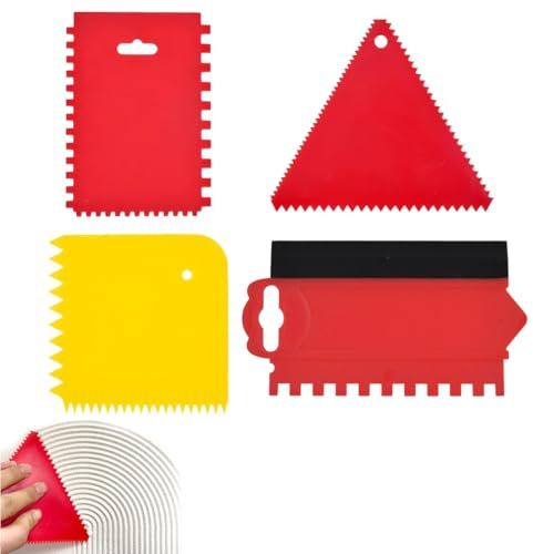 LAKPYN 4 Stück Zahnspachtel, leimspachtel Set,Spachtel für Strukturpaste,Multifunktionale Silikonspachtel, zum Spachteln für das Auftragen von Klebemörtel und Putz