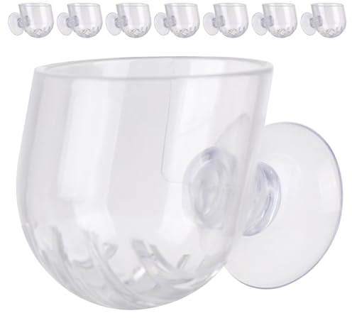 BESPORTBLE Lot de 8 Jardinières Murales Suspendues en Acrylique Transparent Supports Hydroponiques Ovales Petits avec Ventouses pour Aquarium et Culture de Plantes Aquatiques