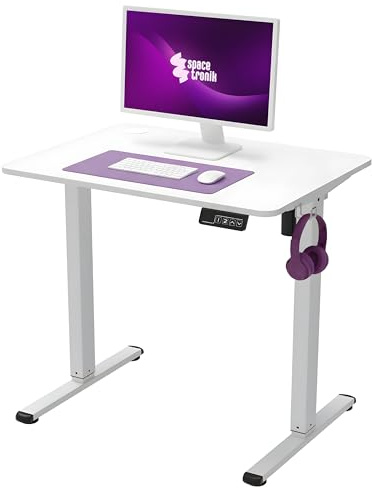 Spacetronik Elektrisch Höhenverstellbarer Schreibtisch Klein 80x60 cm | Stehschreibtisch mit Memory-Funktion & Anti-Kollisionssystem, Ergonomischer Sitz-Steh-Tisch, Leiser Motor