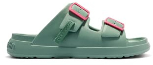 D.Franklin Sandalias Abiertas de Mujer Hebilla Ajustable Vibe Azul Celeste - Sandalias deportivas planas cómodas para verano - Talla (40) - Modelo Buckle