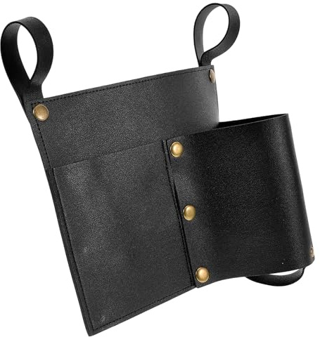 LIFKICH Camping Chair Armrest Organizer with Cup and Phone Holder Made of PU Material for Beach Chair and Wheelchair Use