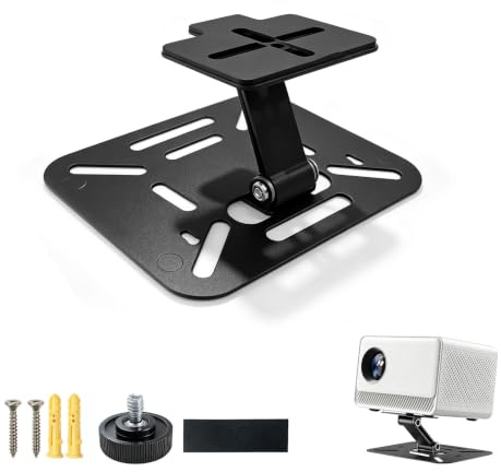 Soporte plegable para proyector con rotación 180° y montaje versátil | Instalación rápida con accesorios, ajuste inclinación, giro y extensión, estructura aluminio-acero robusta