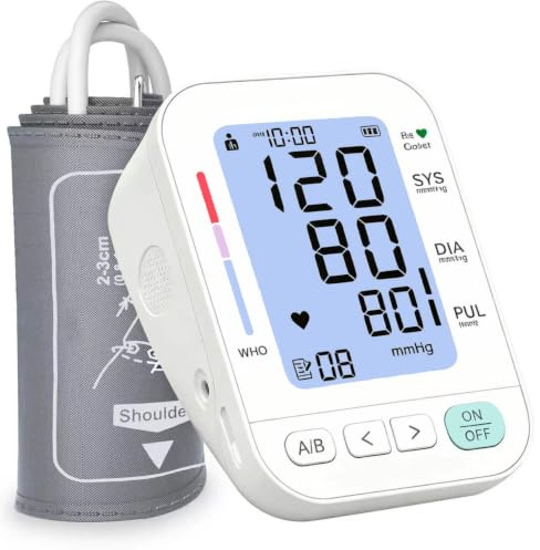 Blood Pressure Monitors- BP Blood Pressure Machines for Home Use with Health & Pharma Recommended Heart Rate Monitor & Large Cuff - Blood Pressure Monitors, White