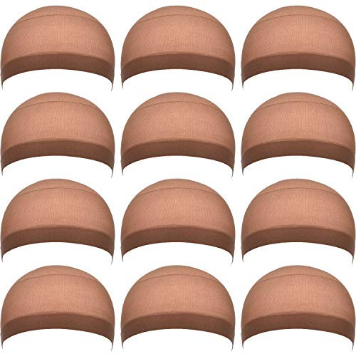 12 Pack Nylon Cap de Perruque pour Femmes Et Hommes (Marron Clair)