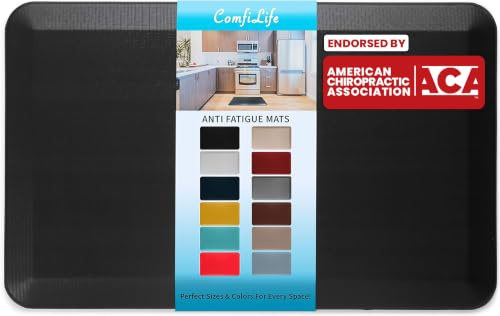 ComfiLife Anti Fatigue Floor Mat – 3/4 Inch Thick Kitchen Mats for Floor, Standing Desk Mat, Kitchen Rug – Comfort at Home, Office – Durable – Stain Resistant – Non-Slip Bottom (20 x 39, Black)