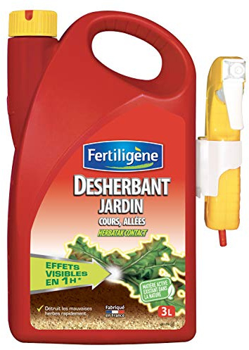 FERTILIGENE FDCA3 - Désherbant Pulvérisateur Jardin, Cours, Allées Prêt à L'emploi 3 L - Détruit les mauvaises herbes et les mousses - Composition naturelle - Effets visibles en 1h - Couvre 30m²