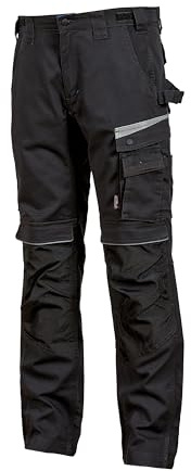 U-Power FLASH, Pantaloni in tela, con multitasche, elastico in vita, tessuto elasticizzato, ginocchia preformate, comodo abbigliamento da lavoro, con passante per martello (ASPHALT GREY_52)